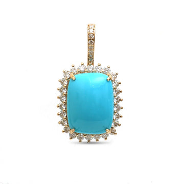 JPPD-1312/12603 Turquoise Halo Diamond Octagon Pendant | 14K