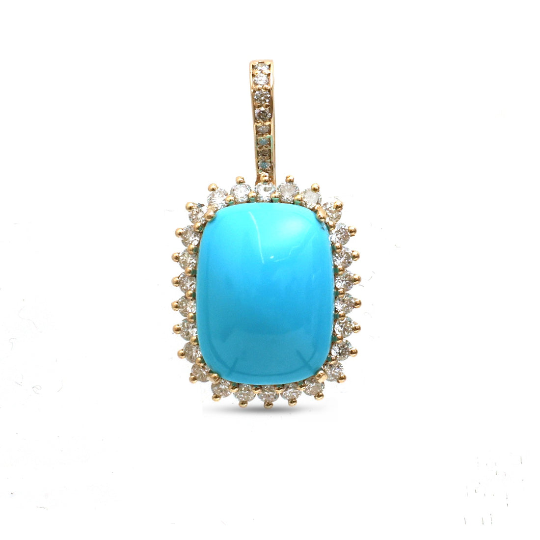 JPPD-1313/12604 Turquoise Halo Diamond Octagon Pendant | 14K