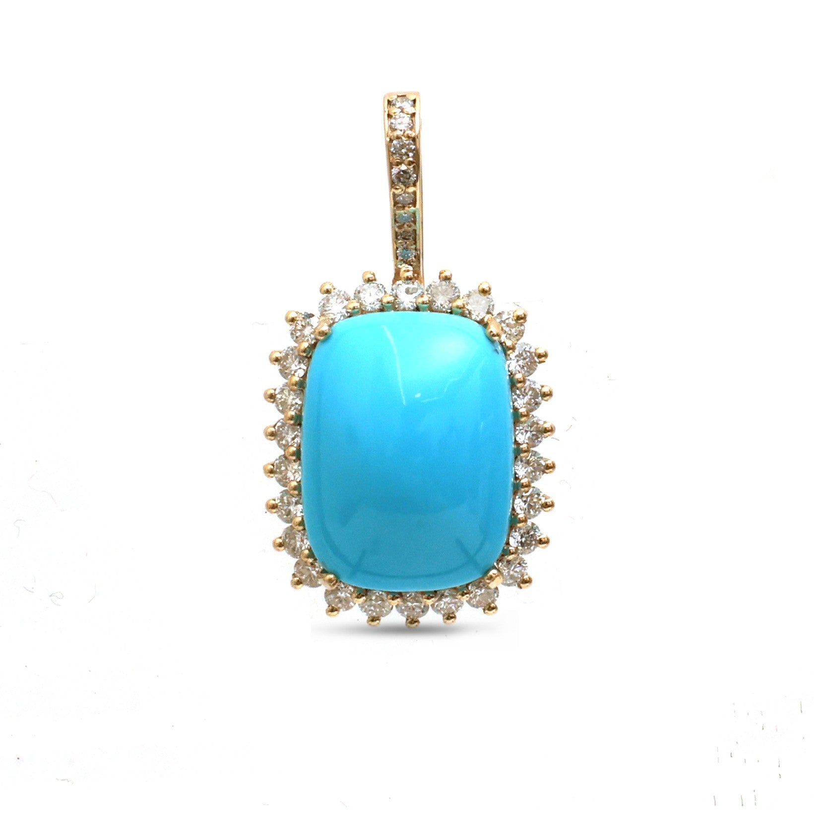 JPPD-1313/12604 Turquoise Halo Diamond Octagon Pendant | 14K