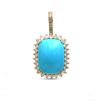 JPPD-1313/12604 Turquoise Halo Diamond Octagon Pendant | 14K
