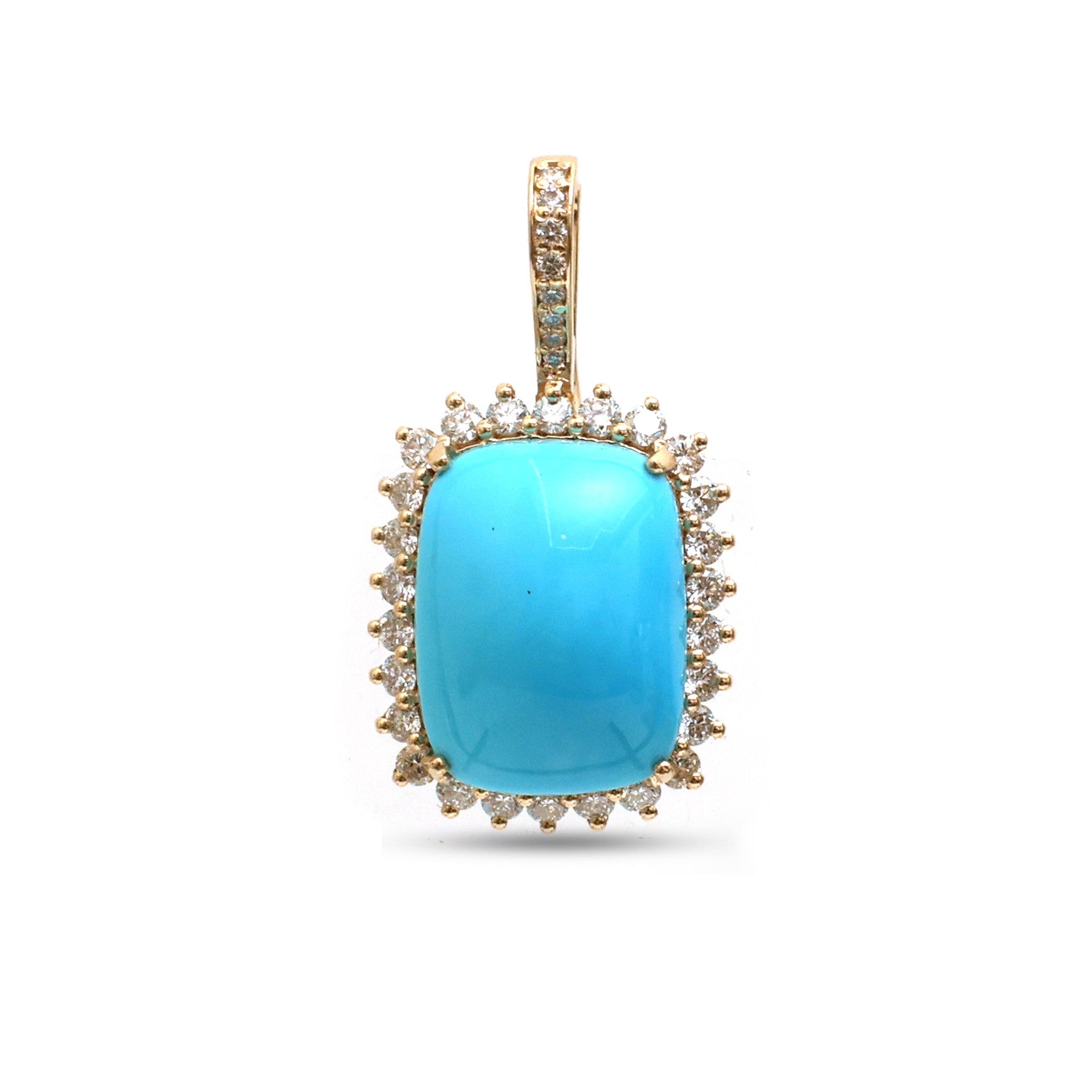 JPPD-1314/12605 Turquoise Halo Diamond Octagon Pendant | 14K