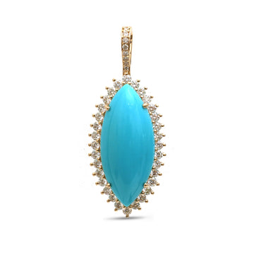 JPPD-1315/12606 Turquoise Diamond Pendant | 14K