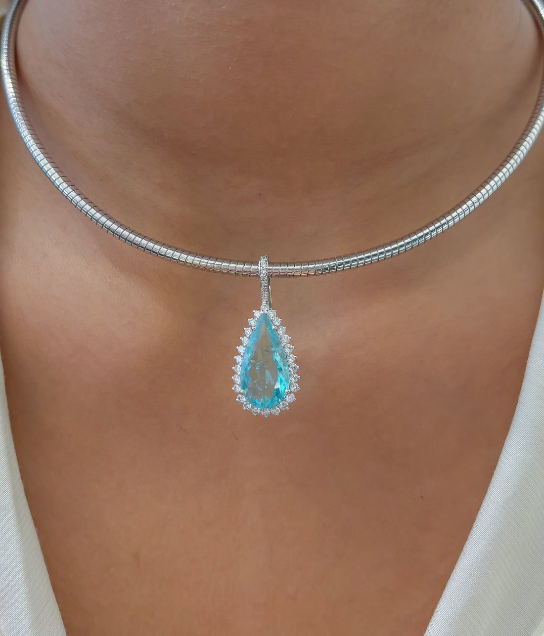 JPPD-1318/12666 Paraiba Tourmaline Diamond Pendant | 18K