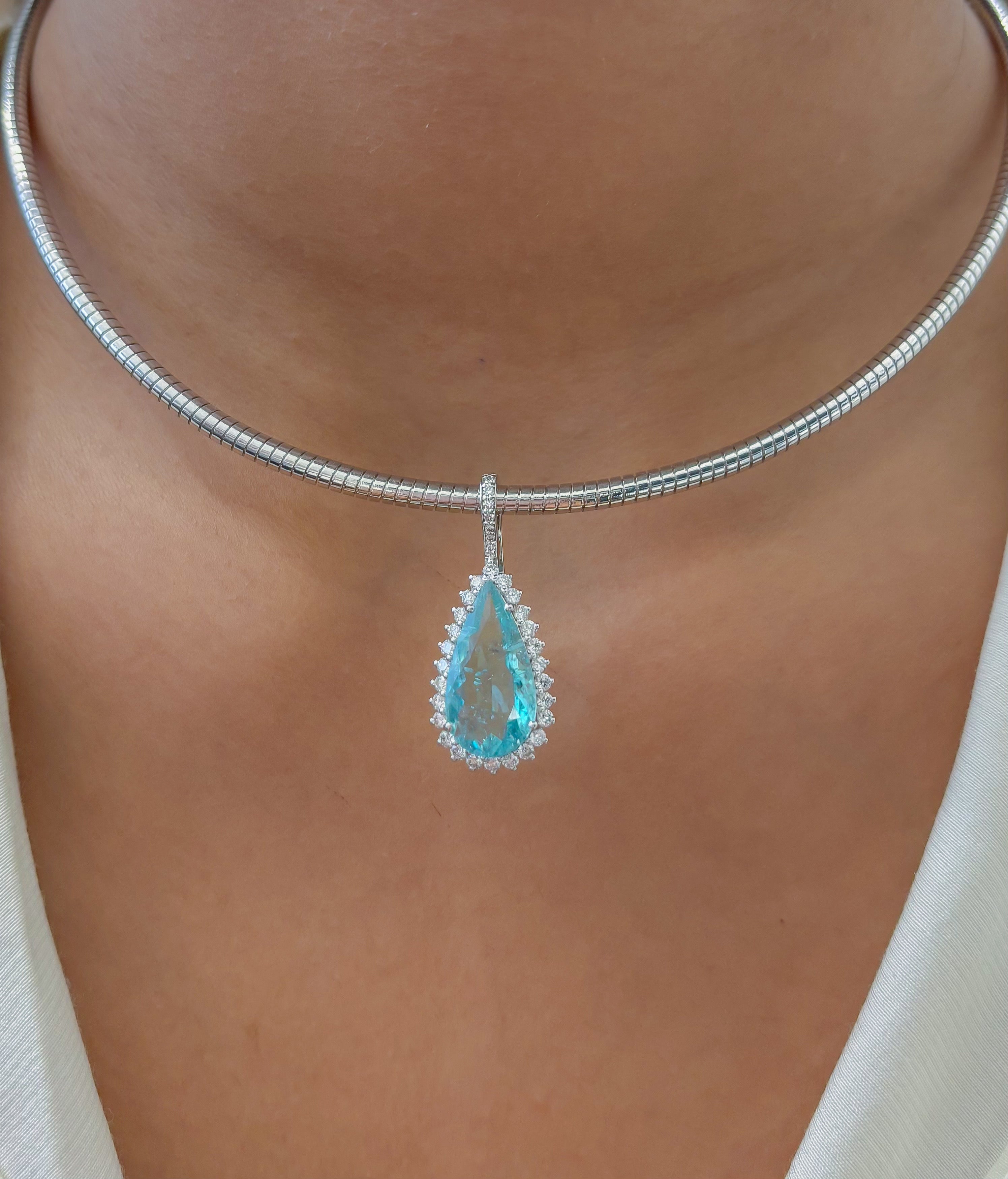 JPPD-1318/12666 Paraiba Tourmaline Diamond Pendant | 18K