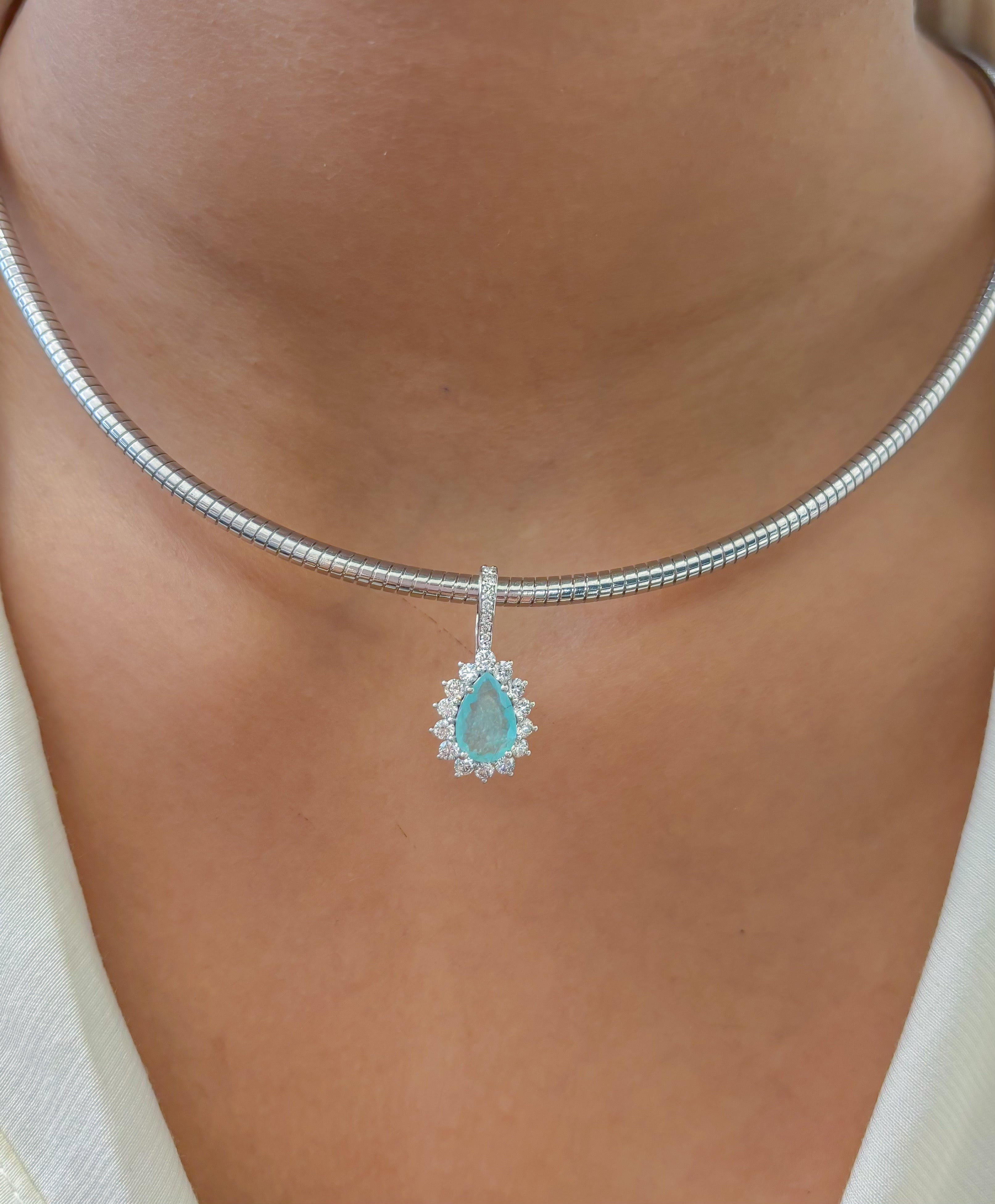 JPPD-1319/12667 Paraiba Tourmaline Diamond Pendant | 18K