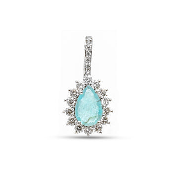 JPPD-1319/12667 Paraiba Tourmaline Diamond Pendant | 18K