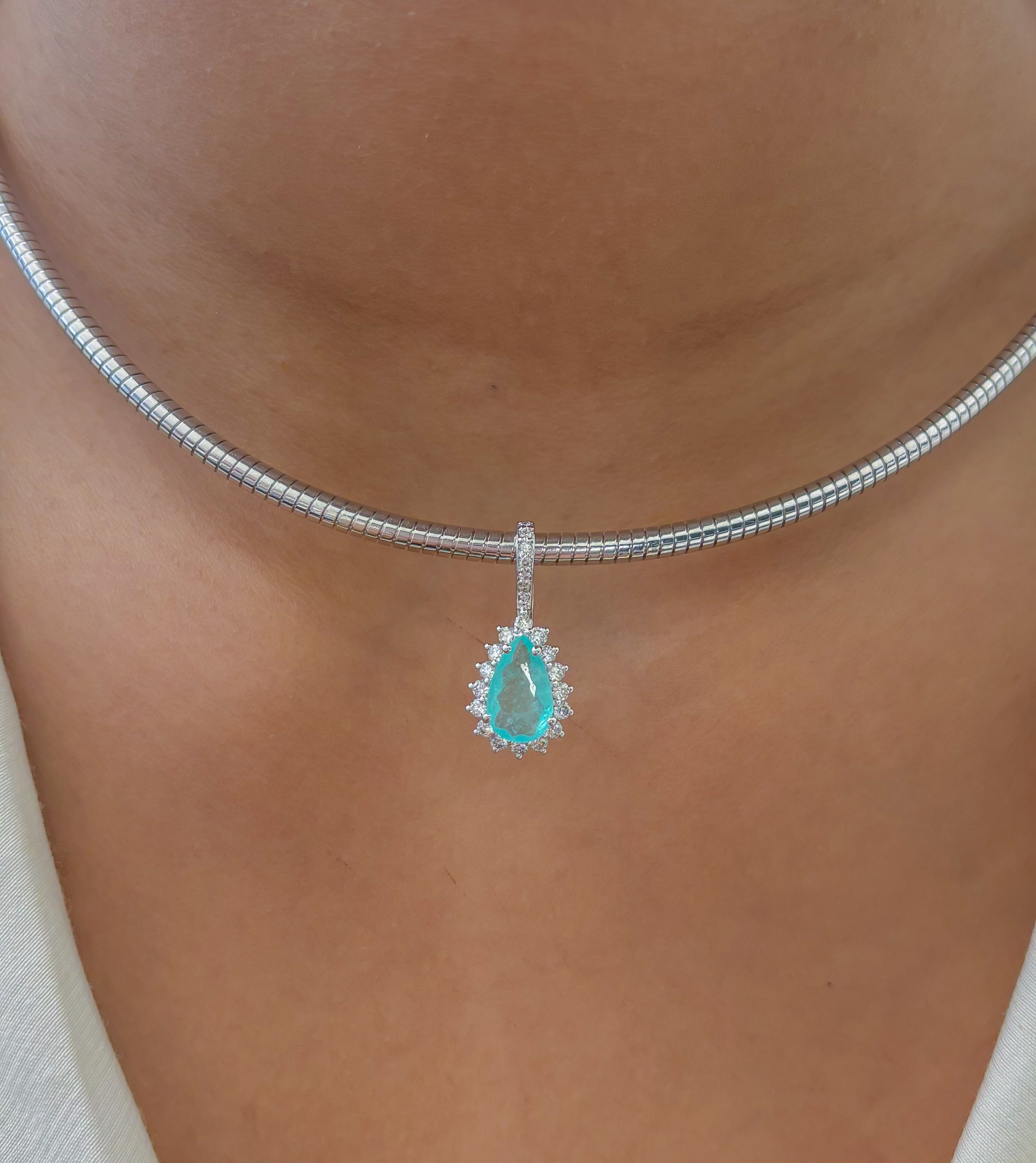 JPPD-1320/12668 Paraiba Tourmaline Diamond Pendant | 18K