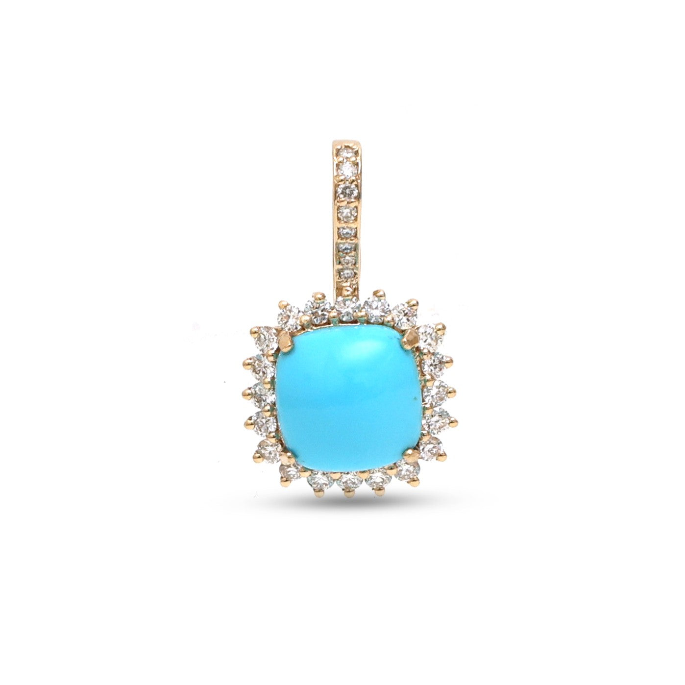 JPPD-1325/12760 Turquoise Halo Diamond Octagon Pendant | 14K
