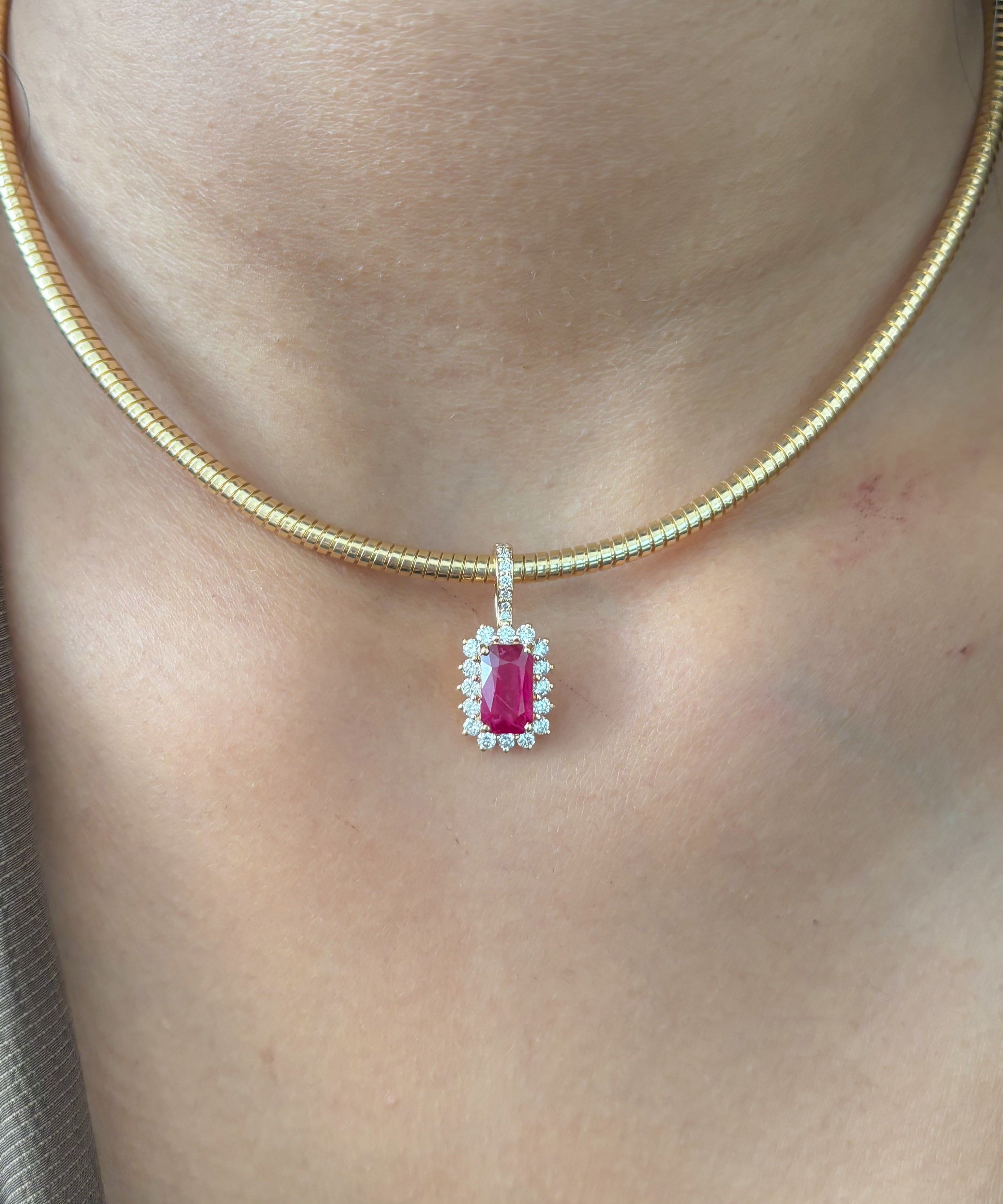 JPPD-1326/12761 Ruby Halo Diamond Octagon Pendant | 18K