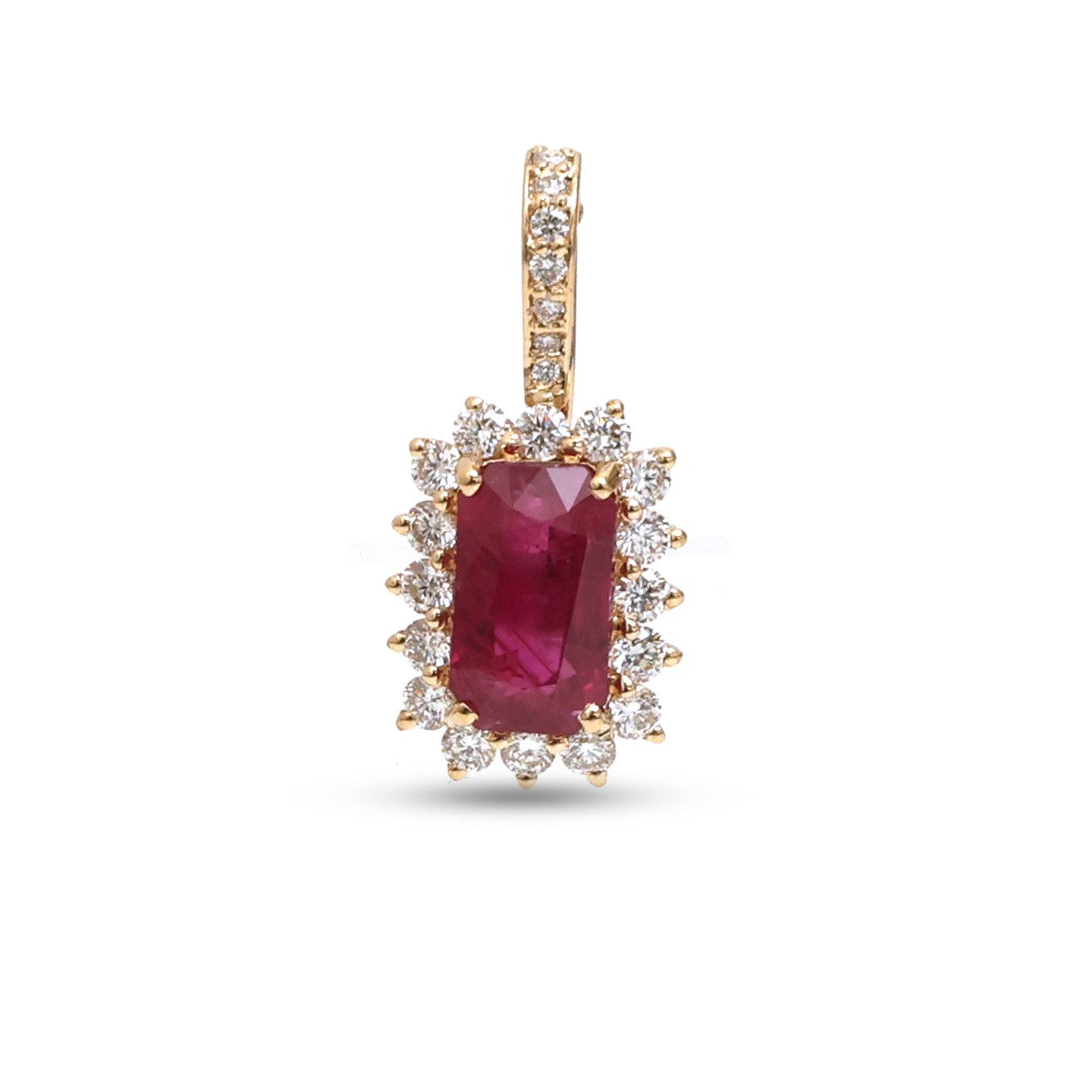 JPPD-1326/12761 Ruby Halo Diamond Octagon Pendant | 18K