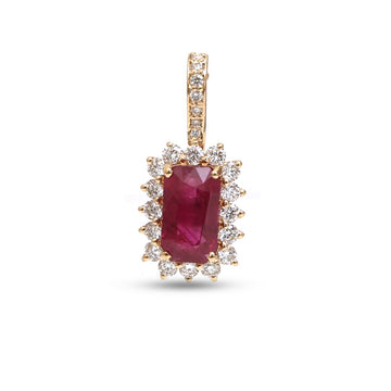JPPD-1326/12761 Ruby Halo Diamond Octagon Pendant | 18K