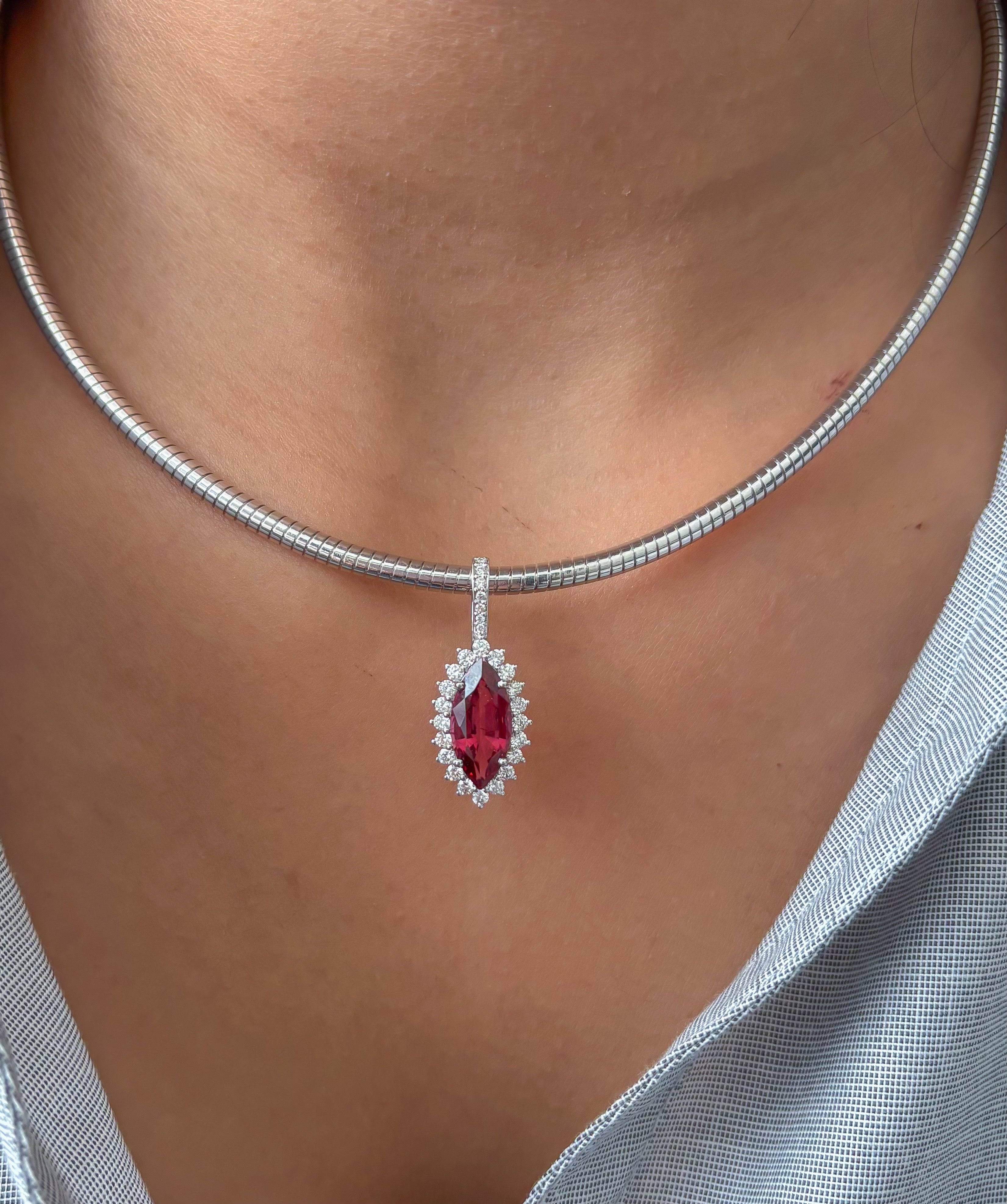 JPPD-1328/12801 Rubillite Diamond Pendant | 14K