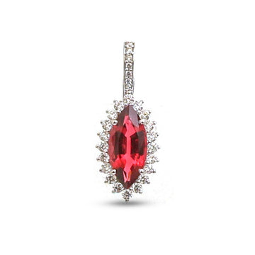 JPPD-1328/12801 Rubillite Diamond Pendant | 14K