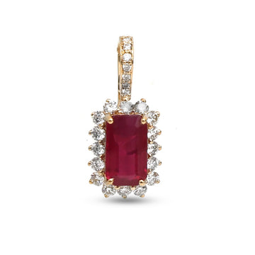 JPPD-1330/12803 Ruby Halo Diamond Octagon Pendant | 18K