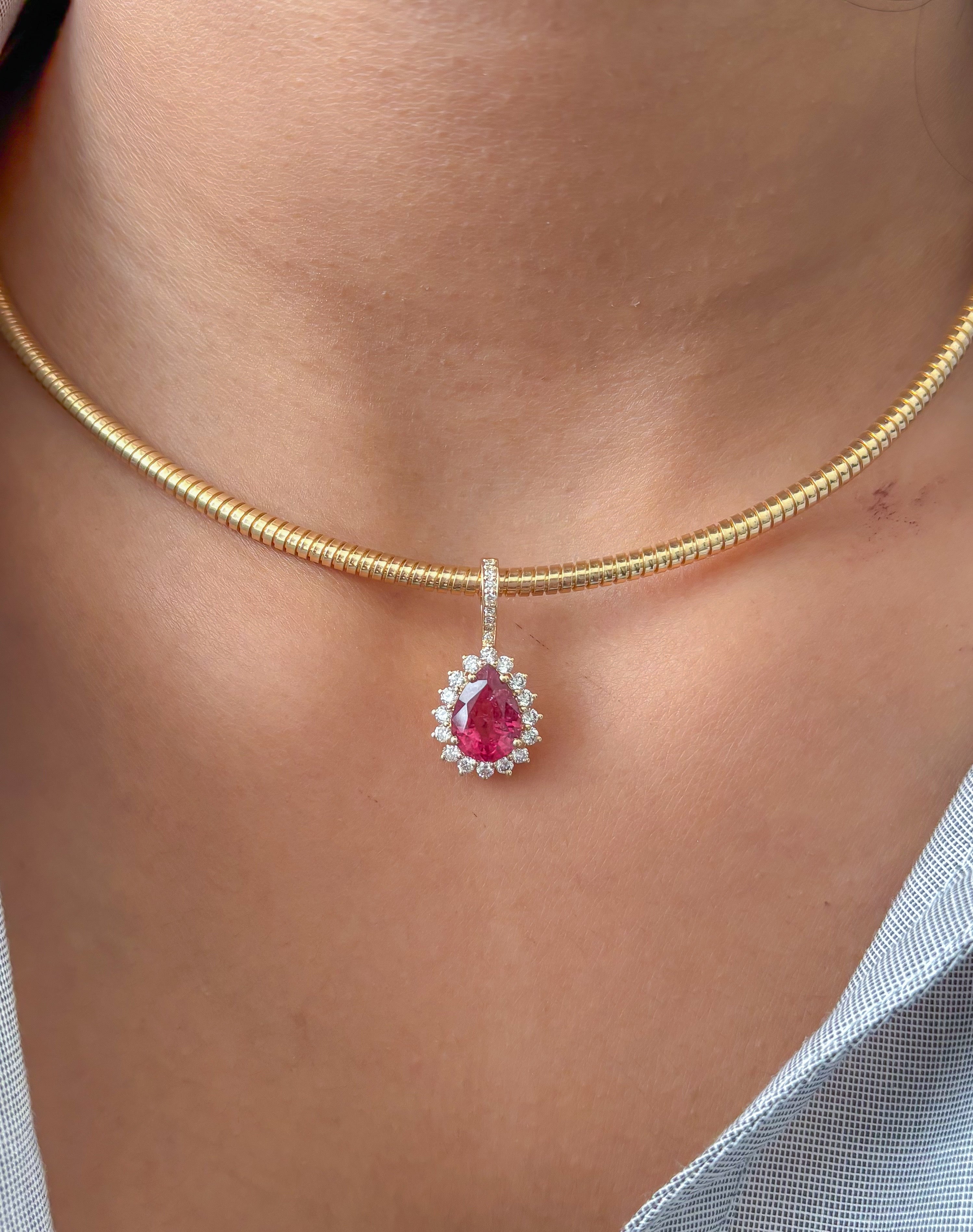 JPPD-1332/12805 Rubillite Diamond Pendant | 14K