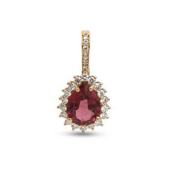 JPPD-1332/12805 Rubillite Diamond Pendant | 14K