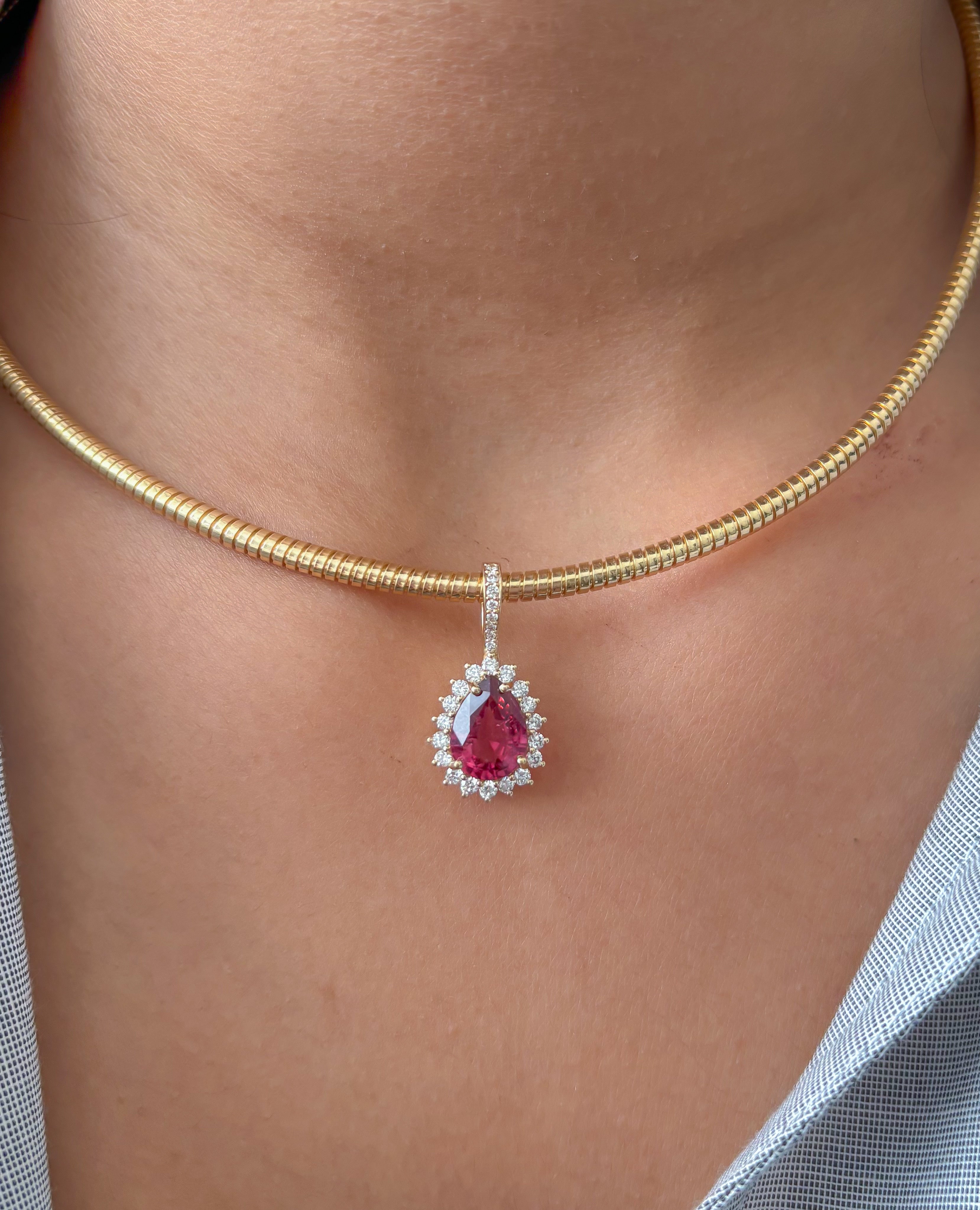 JPPD-1333/12806 Rubillite Diamond Pendant | 14K