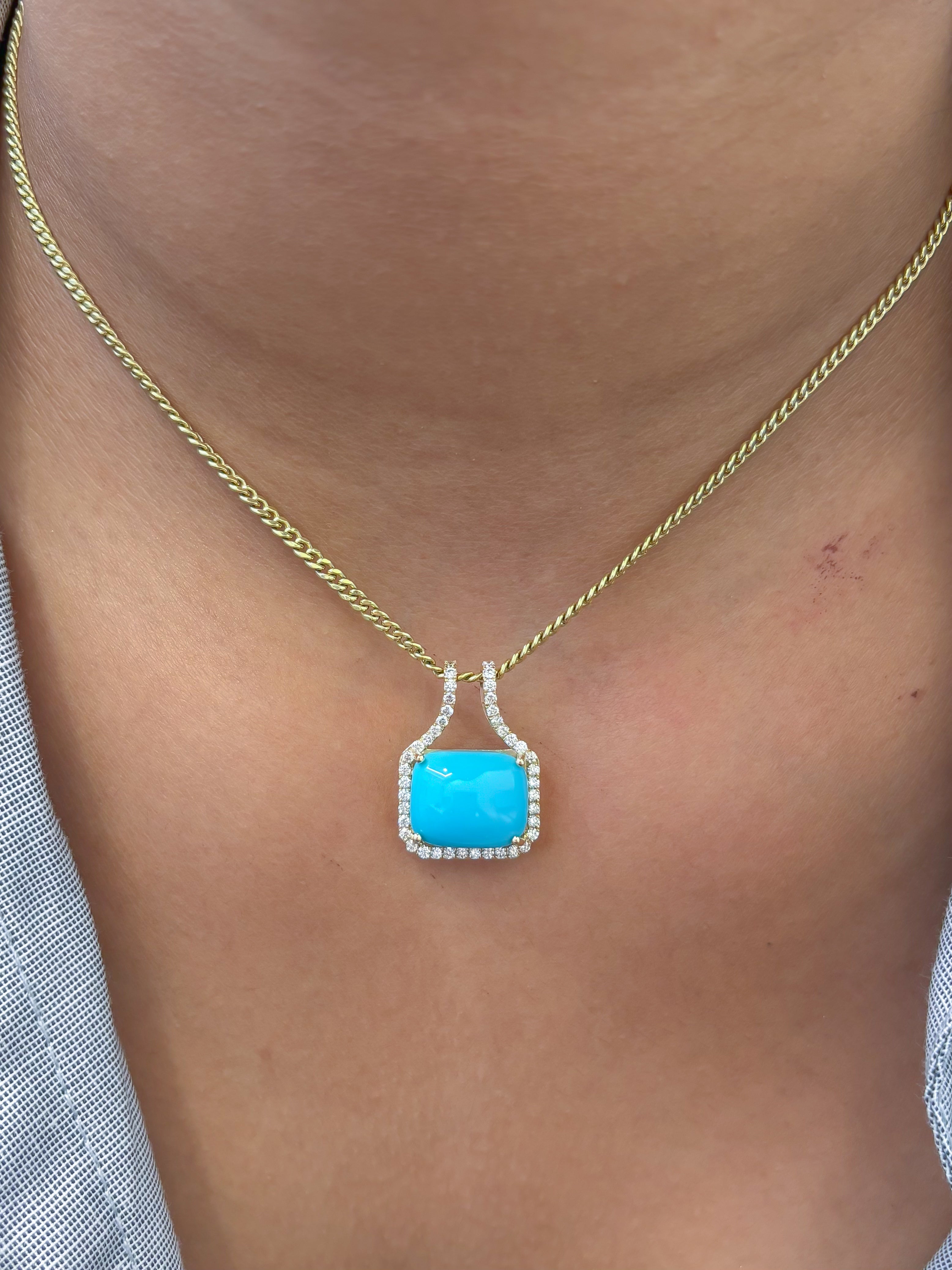 JPPD-1337/12863 Diamond Turquoise Pendant | 14K