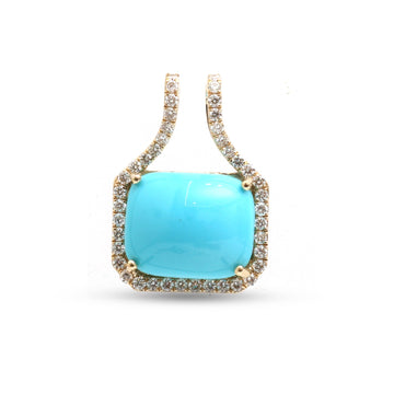 JPPD-1337/12863 Diamond Turquoise Pendant | 14K