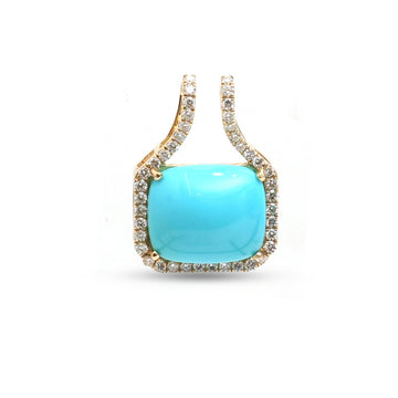 JPPD-1338/12864 Diamond Turquoise Pendant | 14K