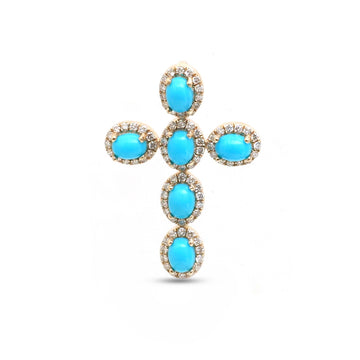 JPPD-1339/12872 Diamond Turquoise Pendant | 14K