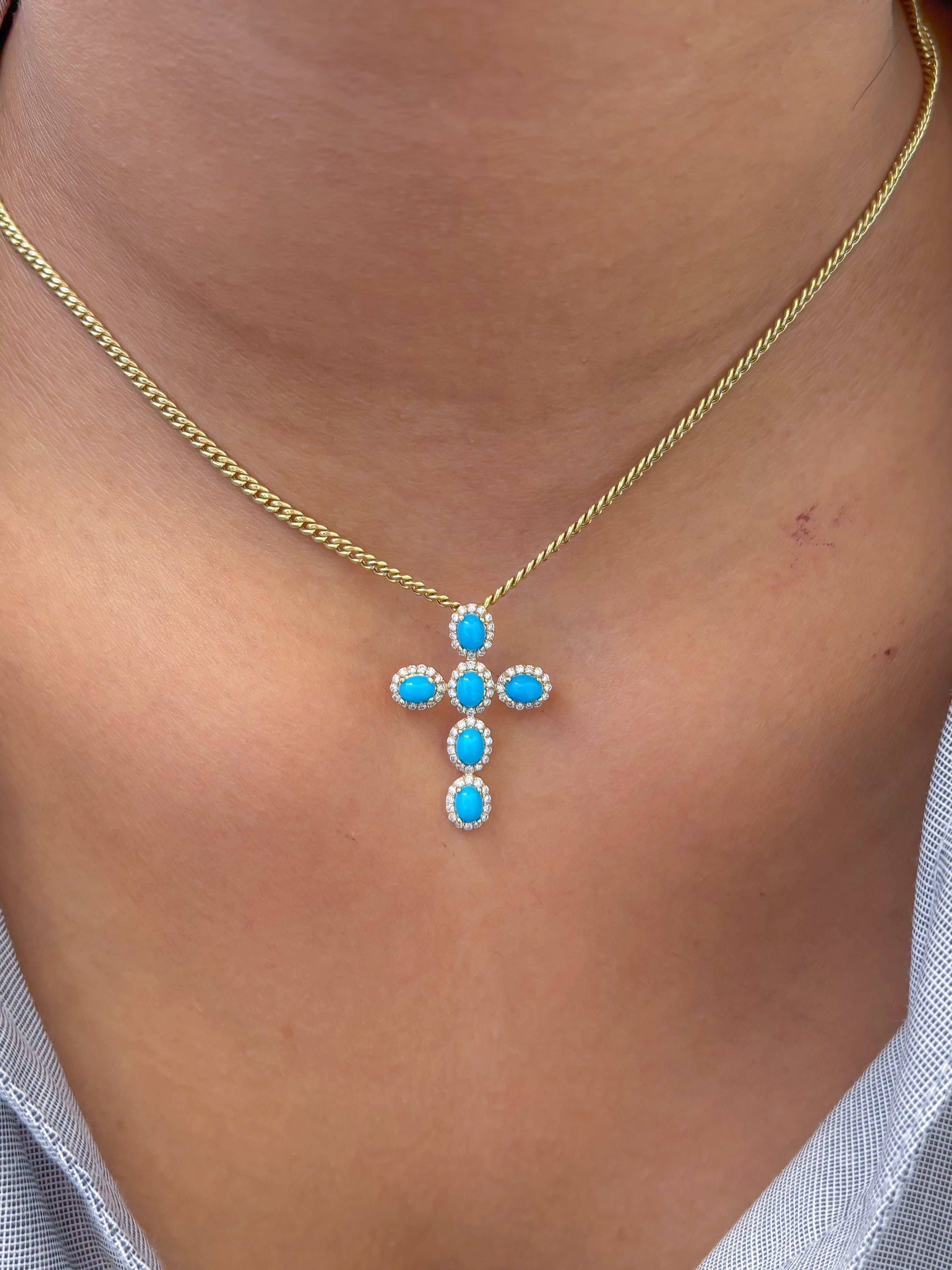 JPPD-1340/12873 Diamond Turquoise Pendant | 14K