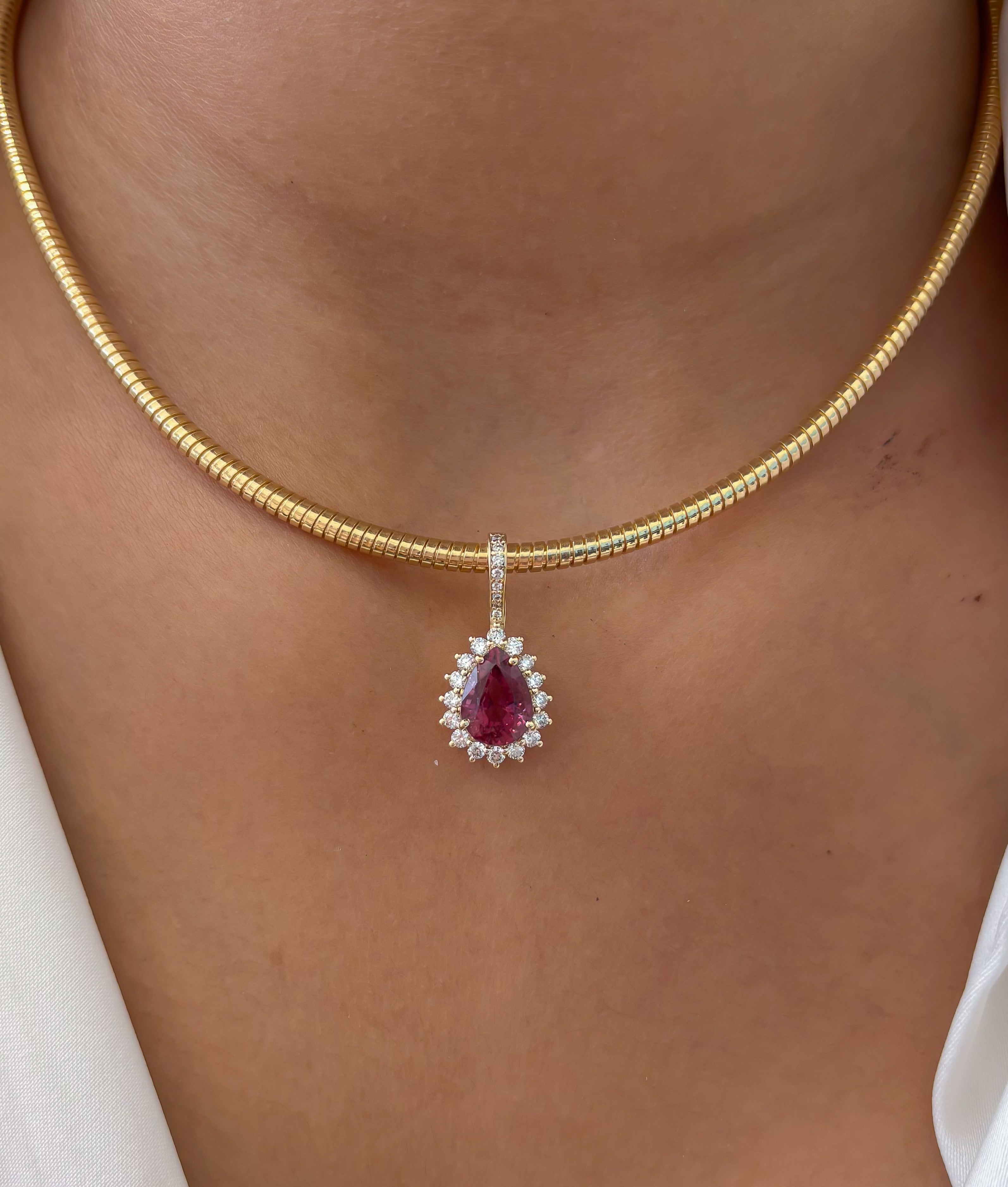 JPPD-1342/12884 Rubillite Diamond Pendant | 14K