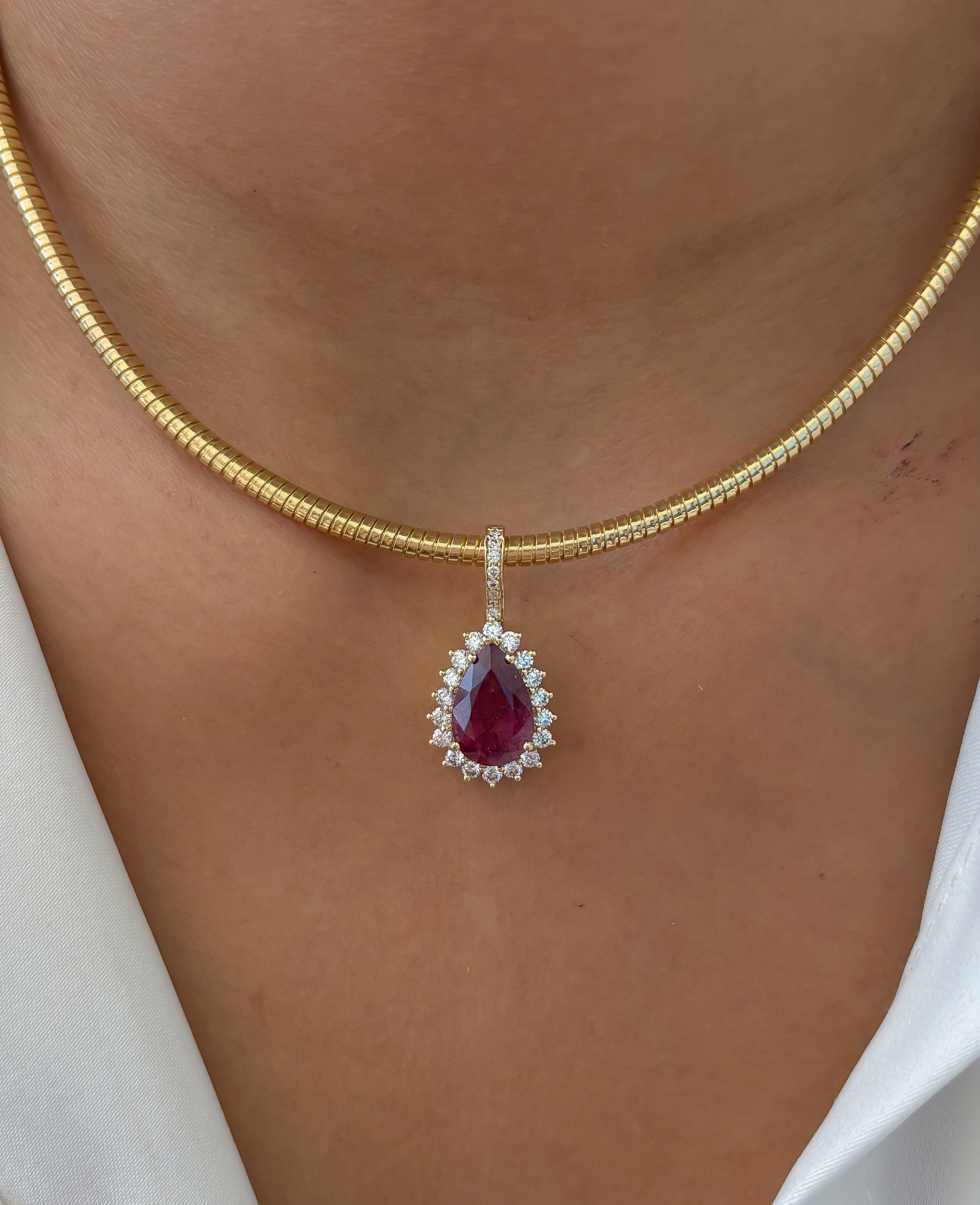 JPPD-1344/12886 Rubillite Diamond Pendant | 14K