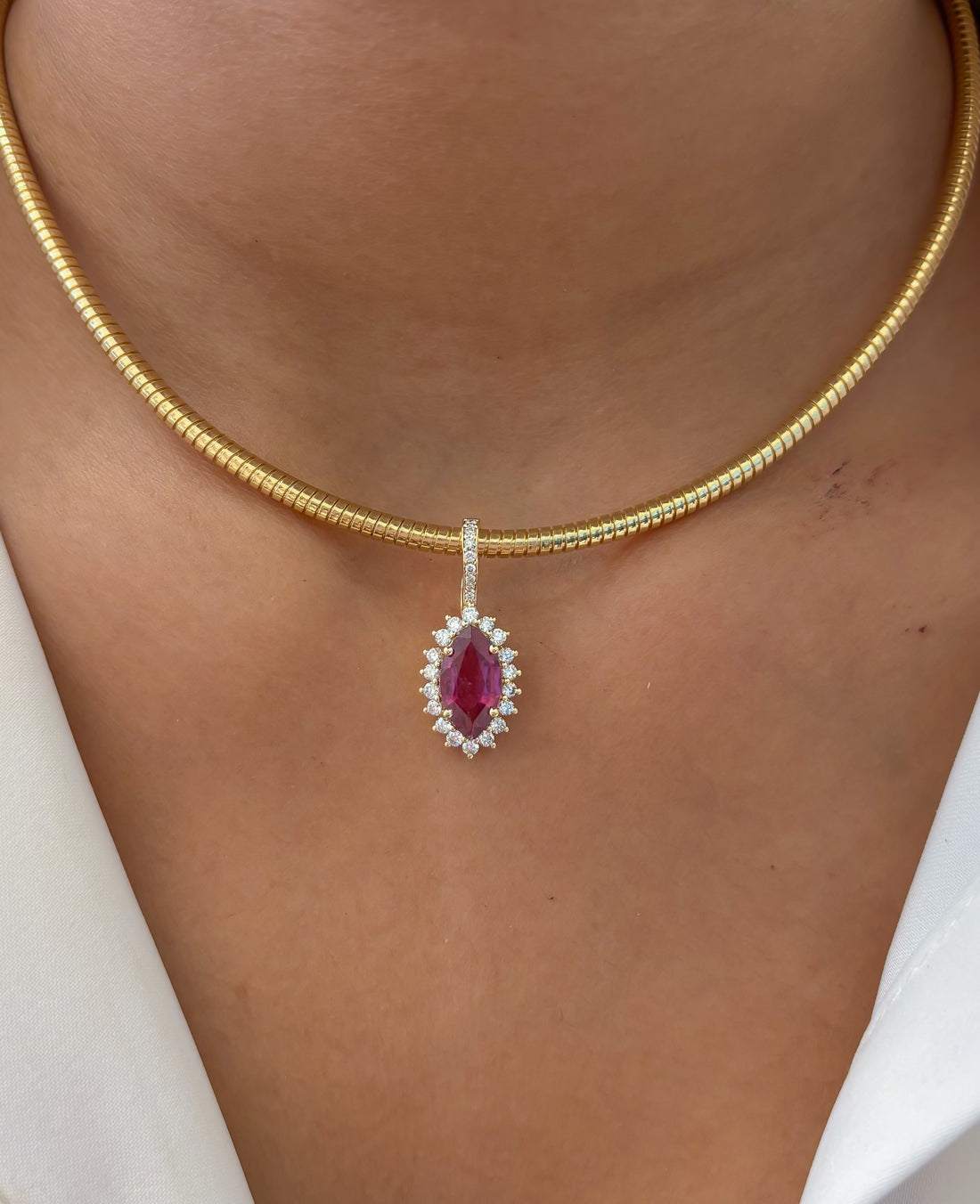 JPPD-1345/12887 Rubillite Diamond Pendant | 14K