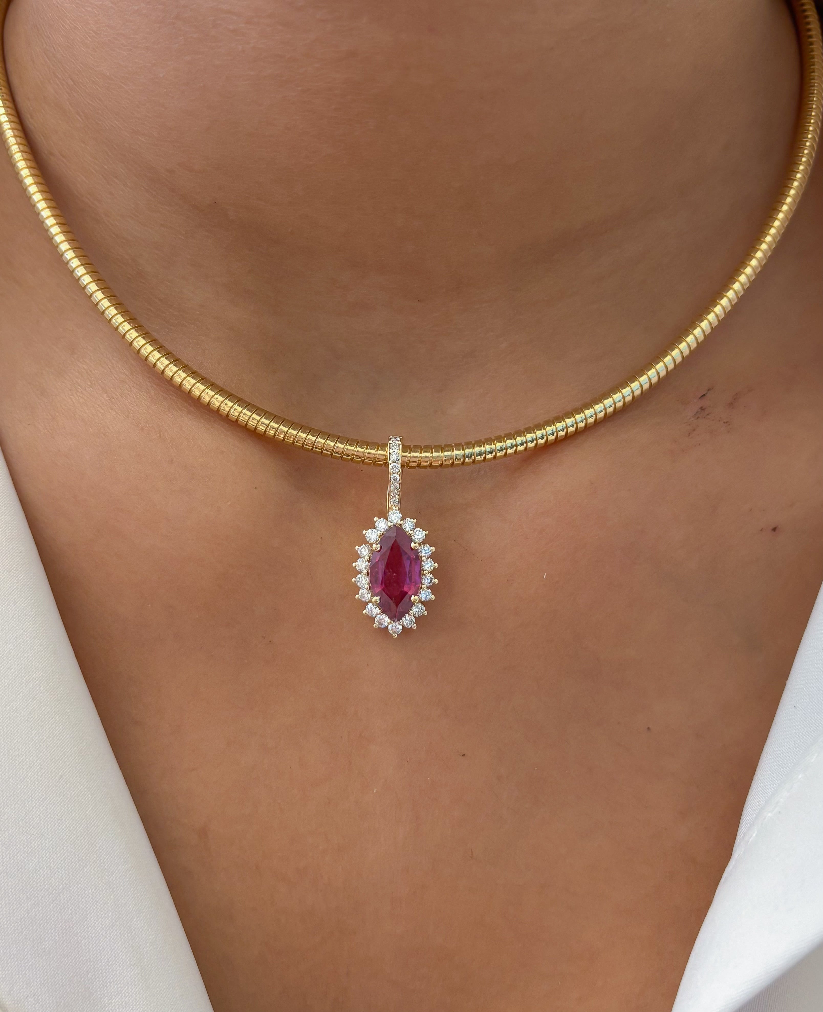 JPPD-1345/12887 Rubillite Diamond Pendant | 14K