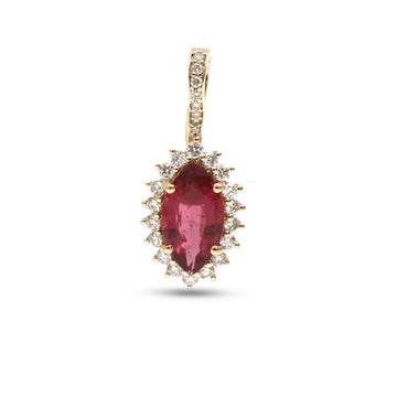 JPPD-1345/12887 Rubillite Diamond Pendant | 14K