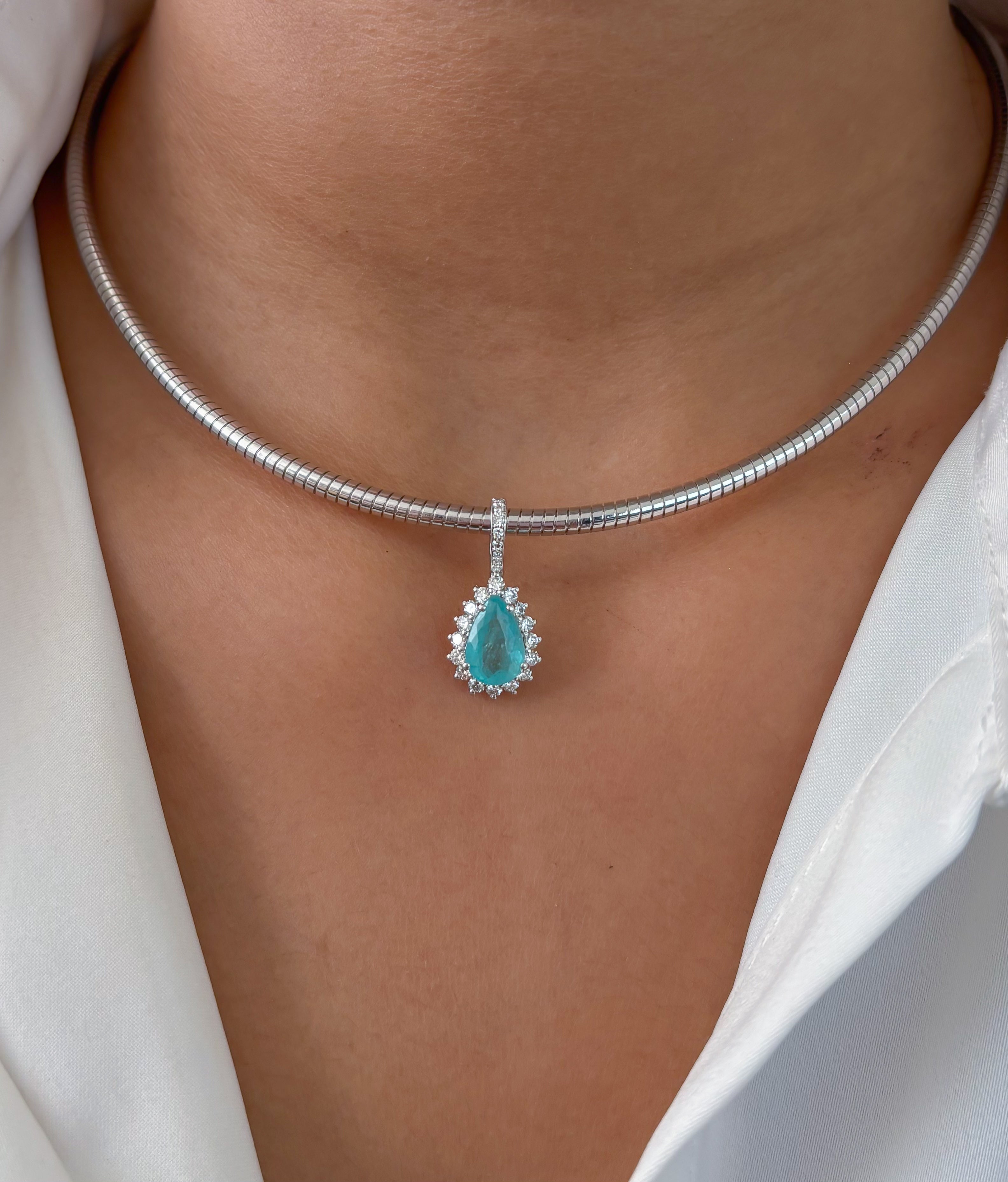 JPPD-1351/12893 Paraiba Tourmaline Diamond Pendant | 18K