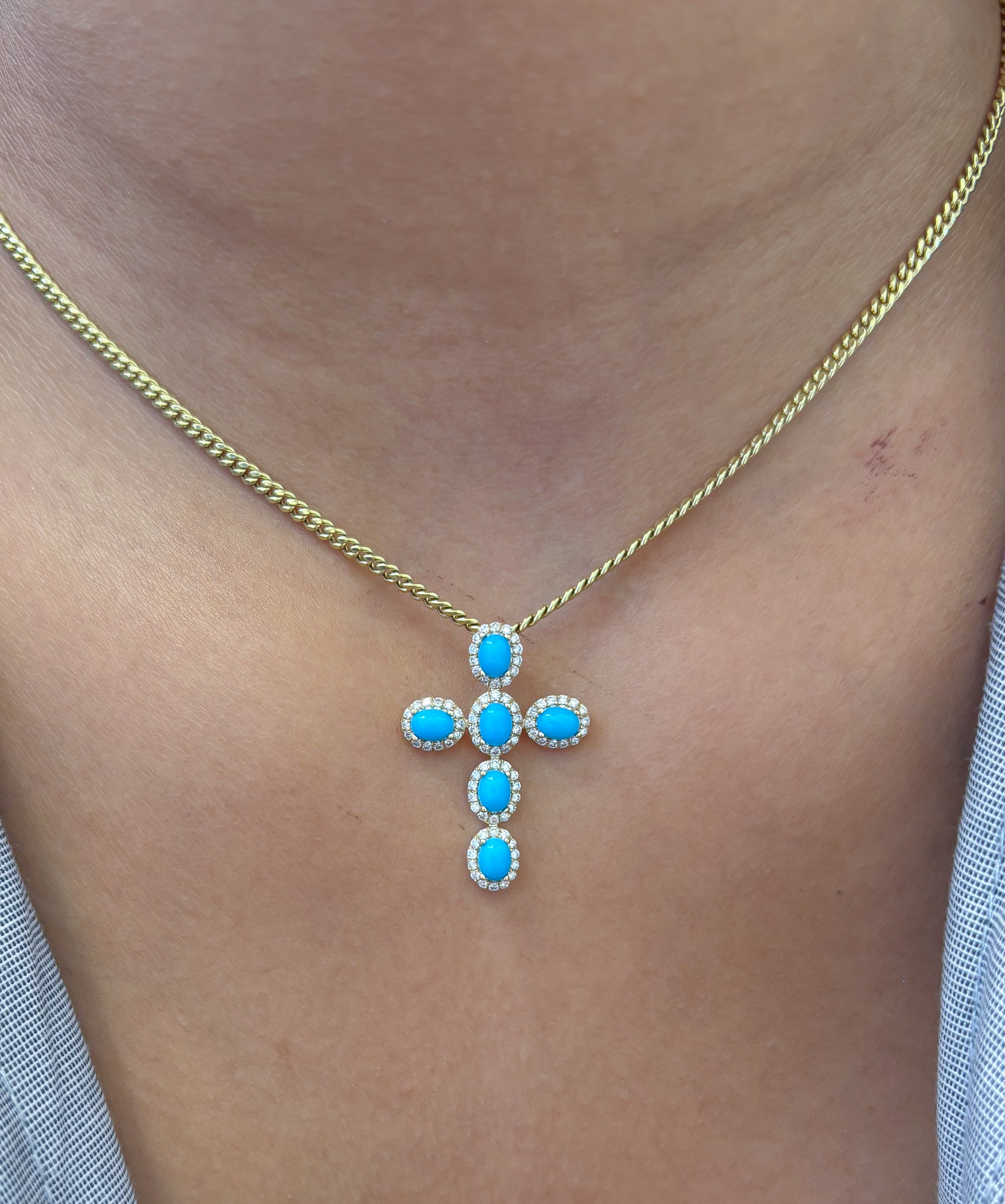 JPPD-1353/12907 Diamond Turquoise Pendant | 14K