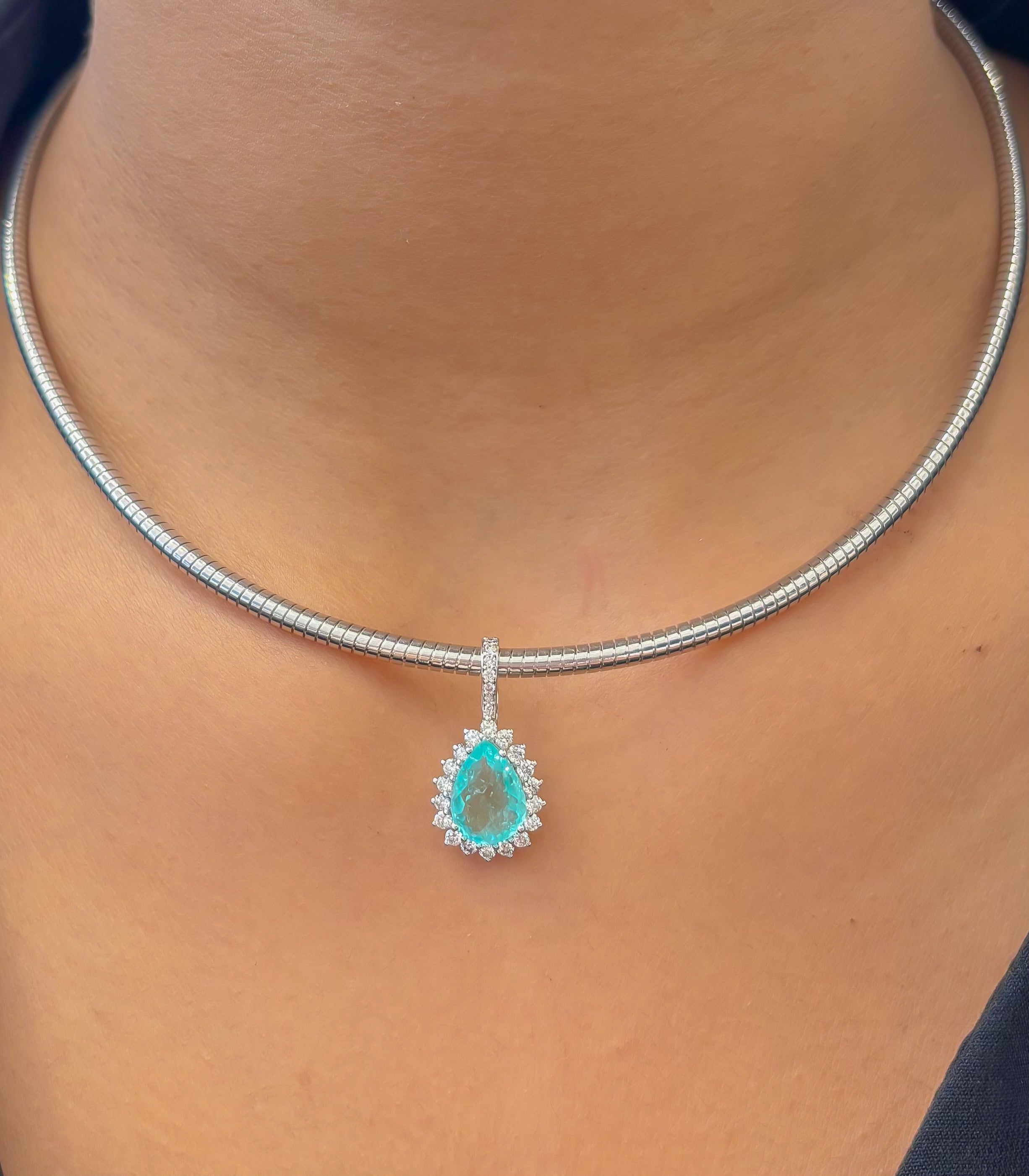 JPPD-1355/12910 Paraiba Tourmaline Diamond Pendant | 18K