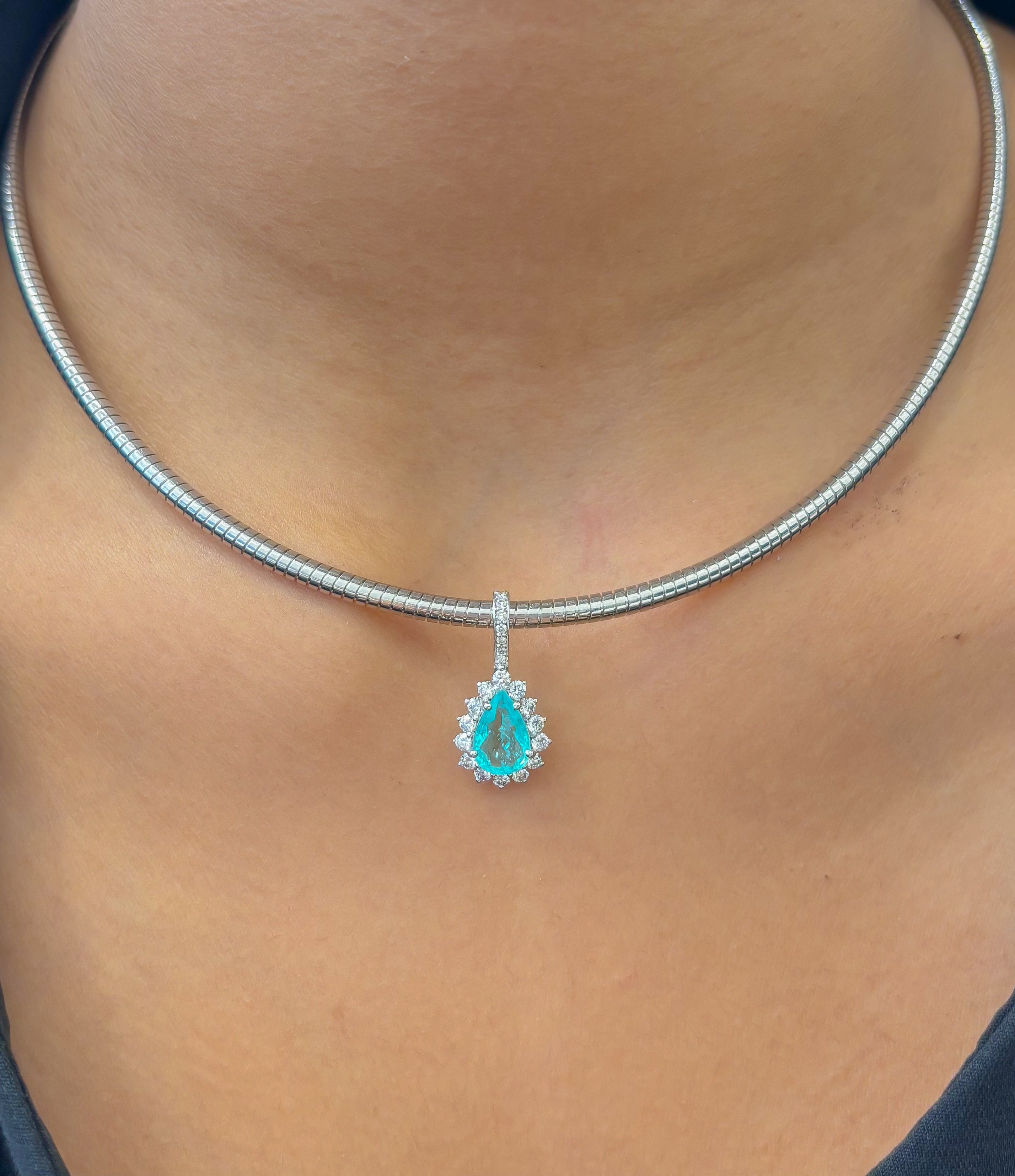 JPPD-1356/12911 Paraiba Tourmaline Diamond Pendant | 18K