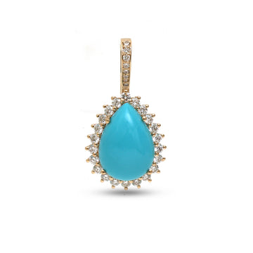 JPPD-1358/12913 Turquoise Diamond Pendant | 14K