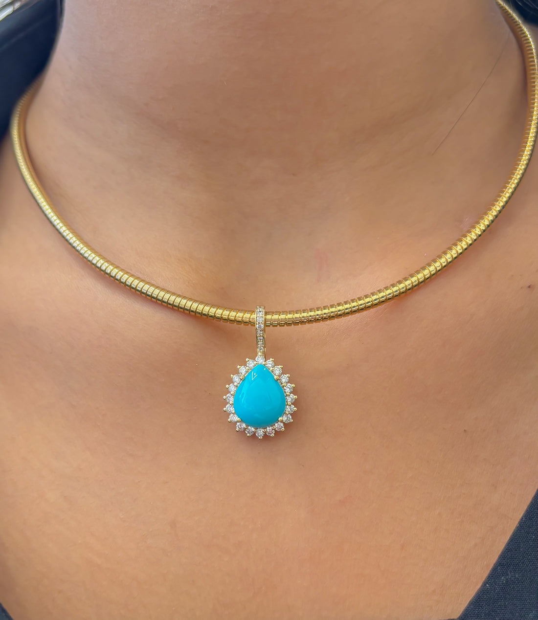 JPPD-1359/12914 Turquoise Diamond Pendant | 14K