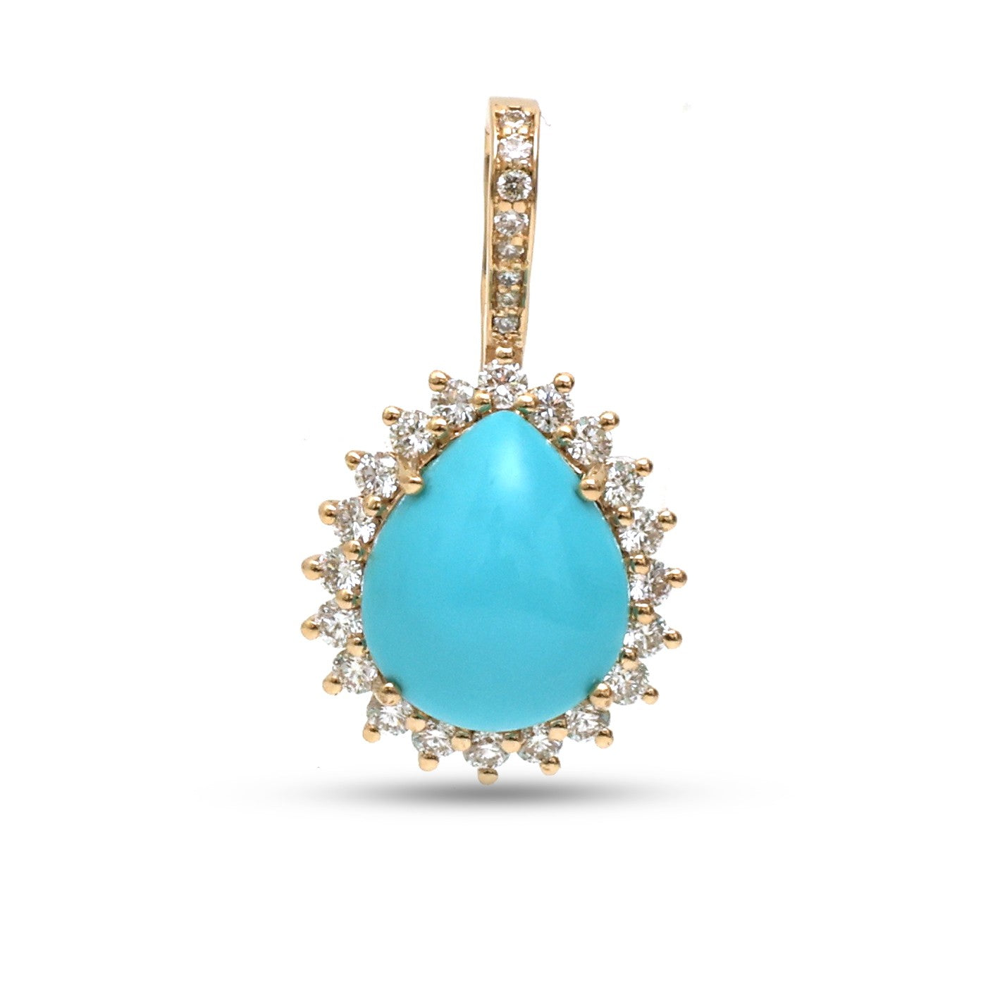 JPPD-1359/12914 Turquoise Diamond Pendant | 14K