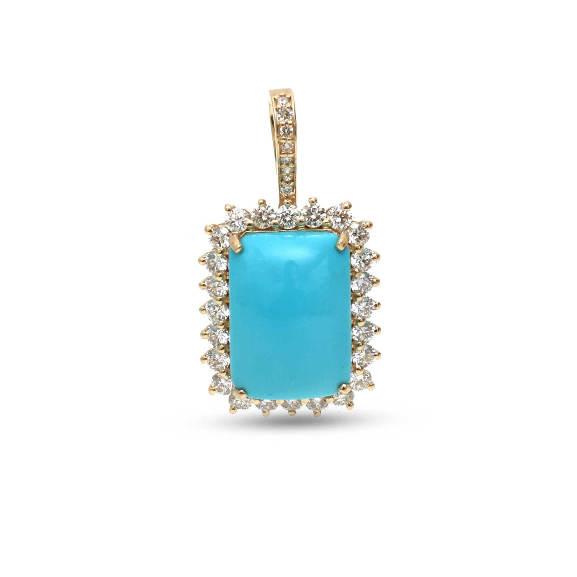 JPPD-1364/12919 Turquoise Halo Diamond Octagon Pendant | 14K