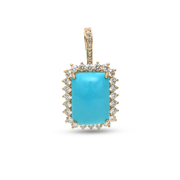JPPD-1364/12919 Turquoise Halo Diamond Octagon Pendant | 14K