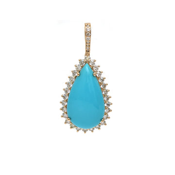JPPD-1365/12920 Turquoise Diamond Pendant | 14K