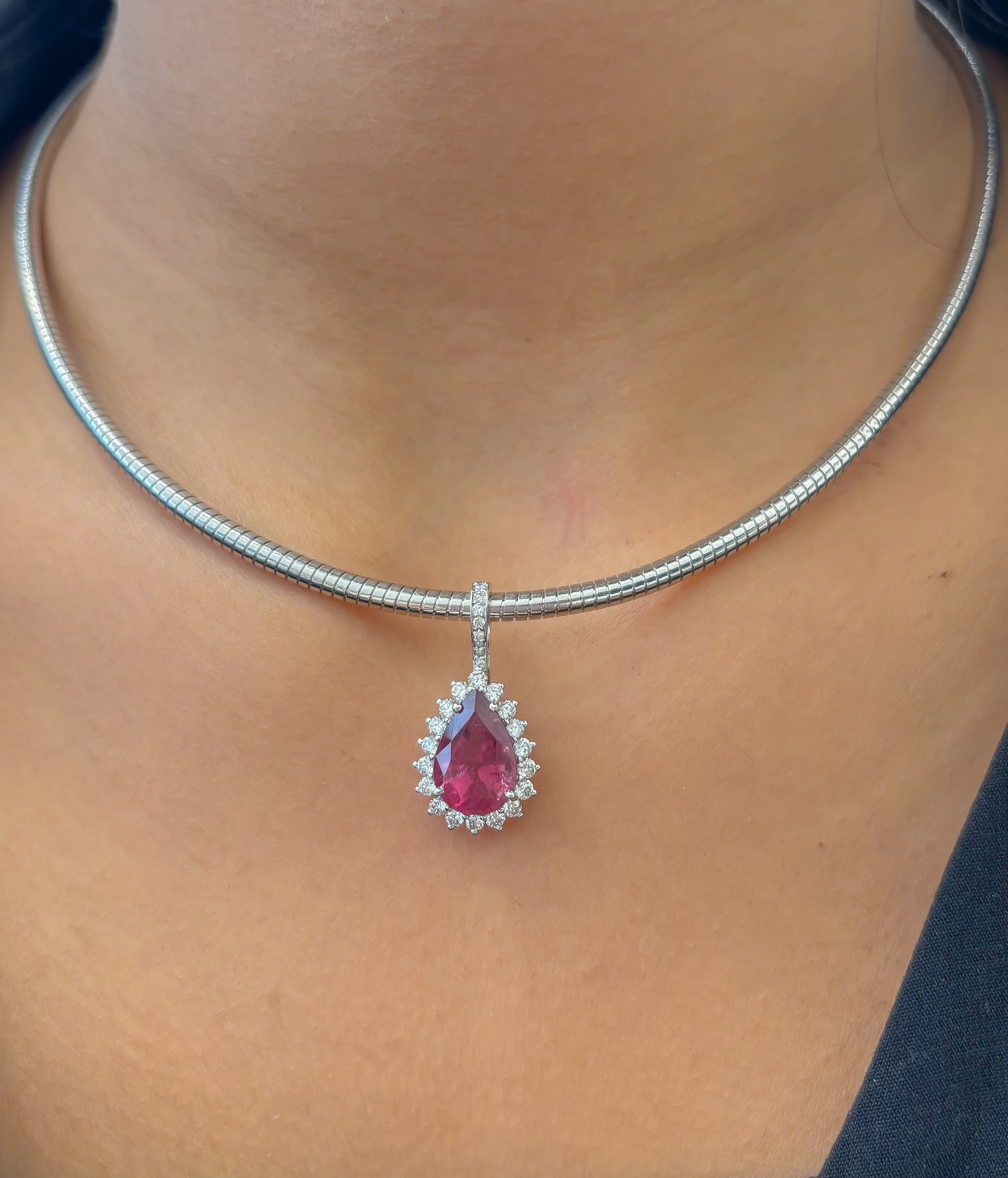 JPPD-1369/12924 Rubillite Diamond Pendant | 14K