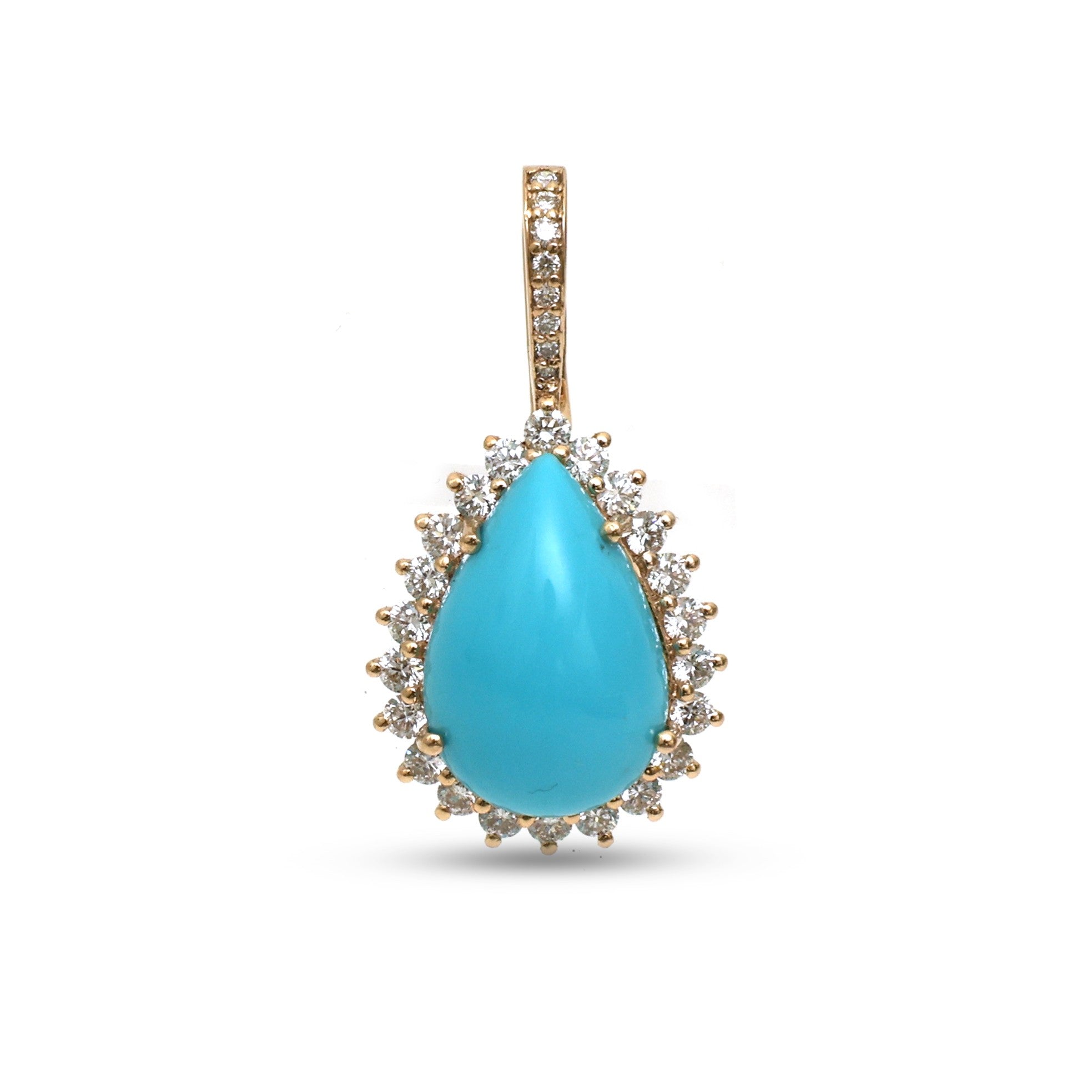 JPPD-1371/12926 Turquoise Diamond Pendant | 14K