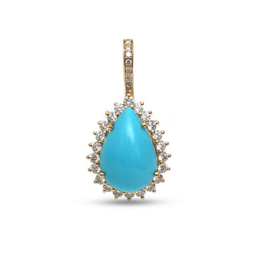 JPPD-1371/12926 Turquoise Diamond Pendant | 14K