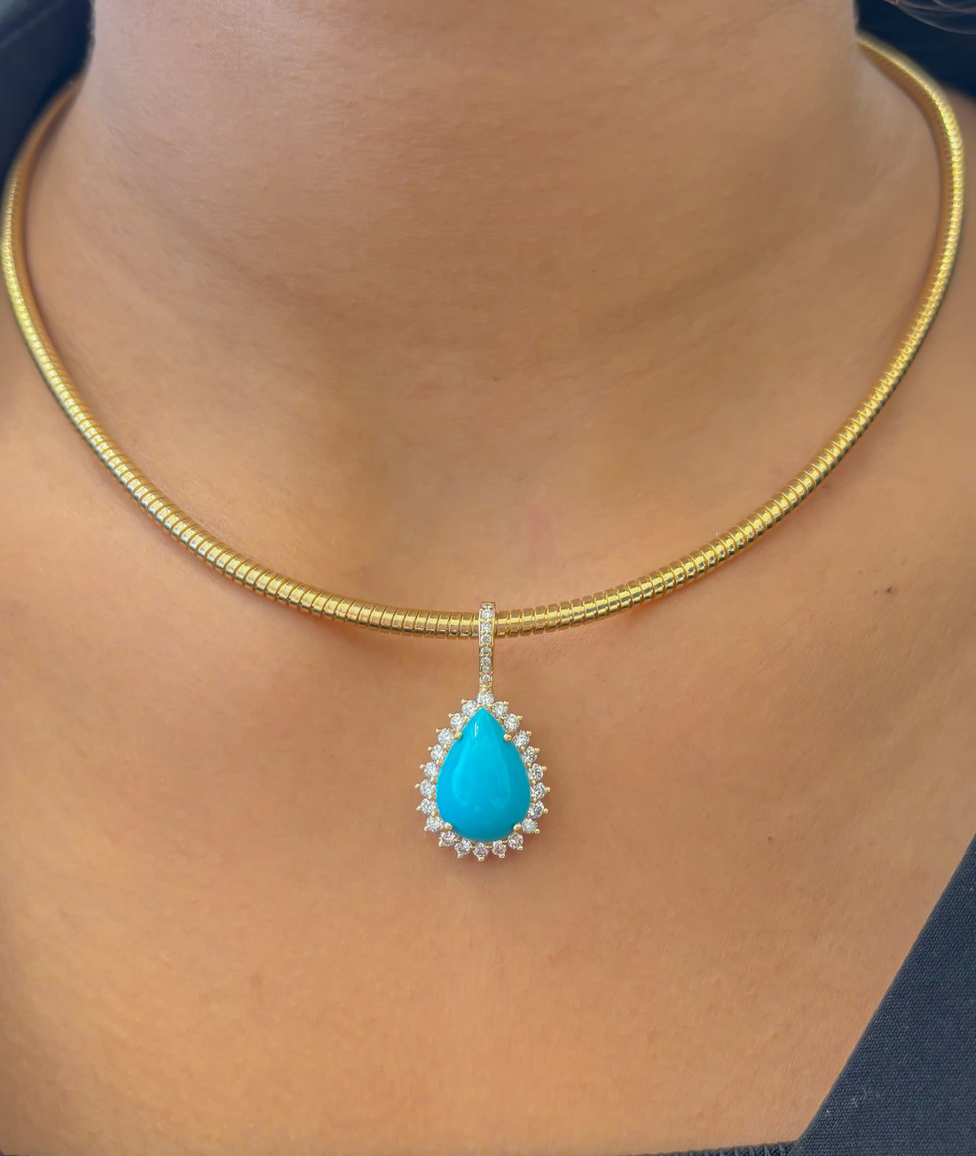JPPD-1372/12953 Turquoise Diamond Pendant | 14K