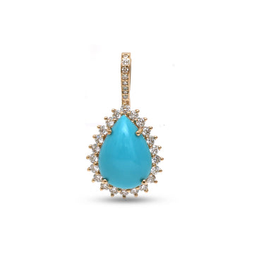 JPPD-1372/12953 Turquoise Diamond Pendant | 14K