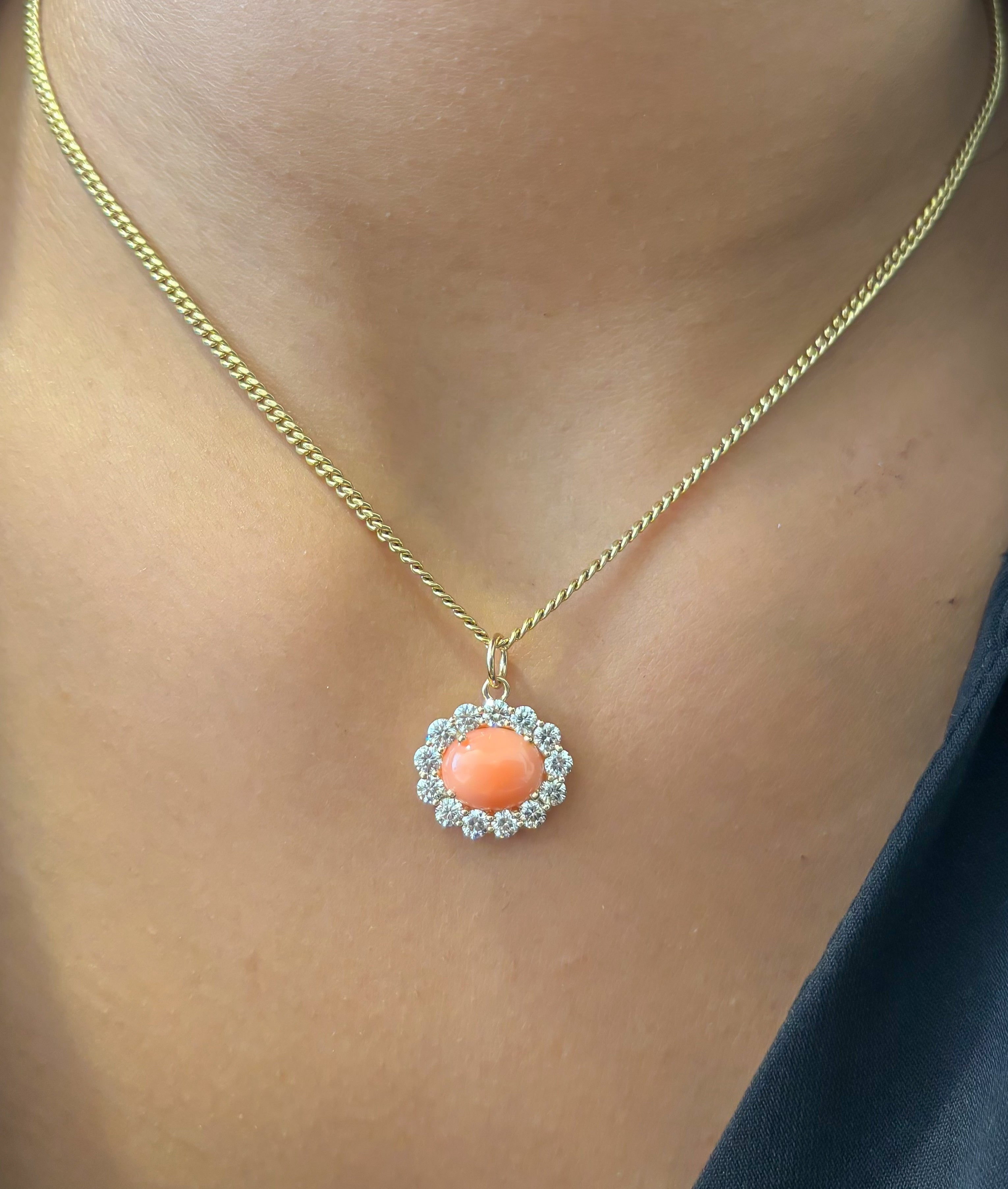 JPPD-1375/12956 Diamond Coral Pendant | 14K
