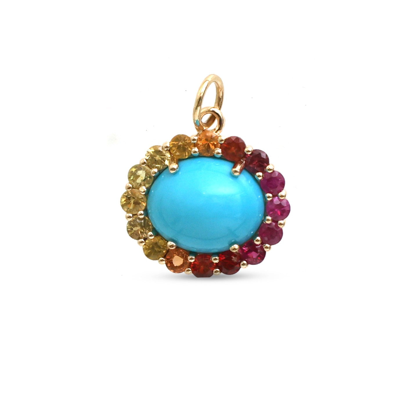 JPPD-1378/12959 Rainbow Sapphire Turquoise Pendant | 14K
