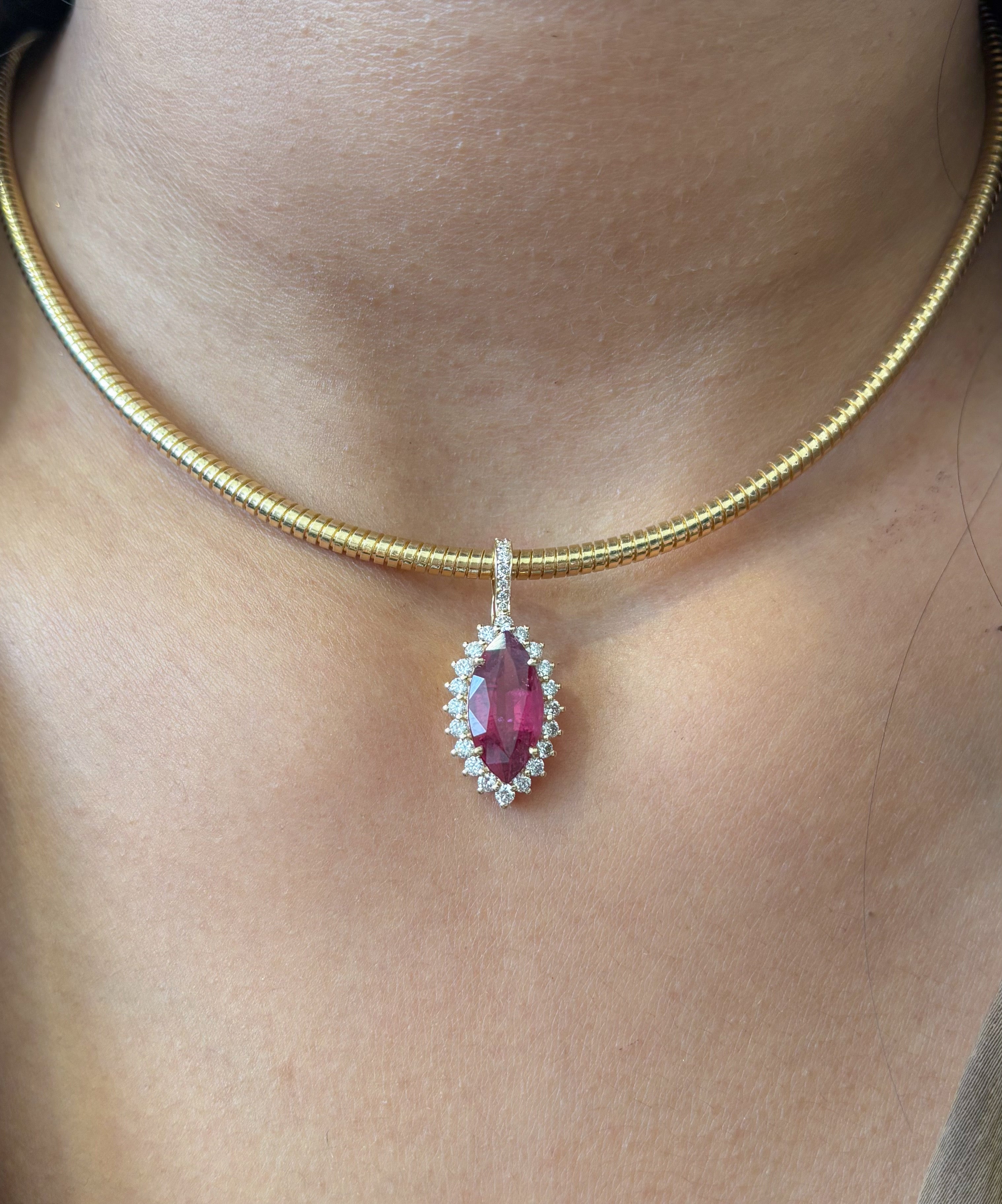 JPPD-1380/13029 Rubillite Diamond Pendant | 14K
