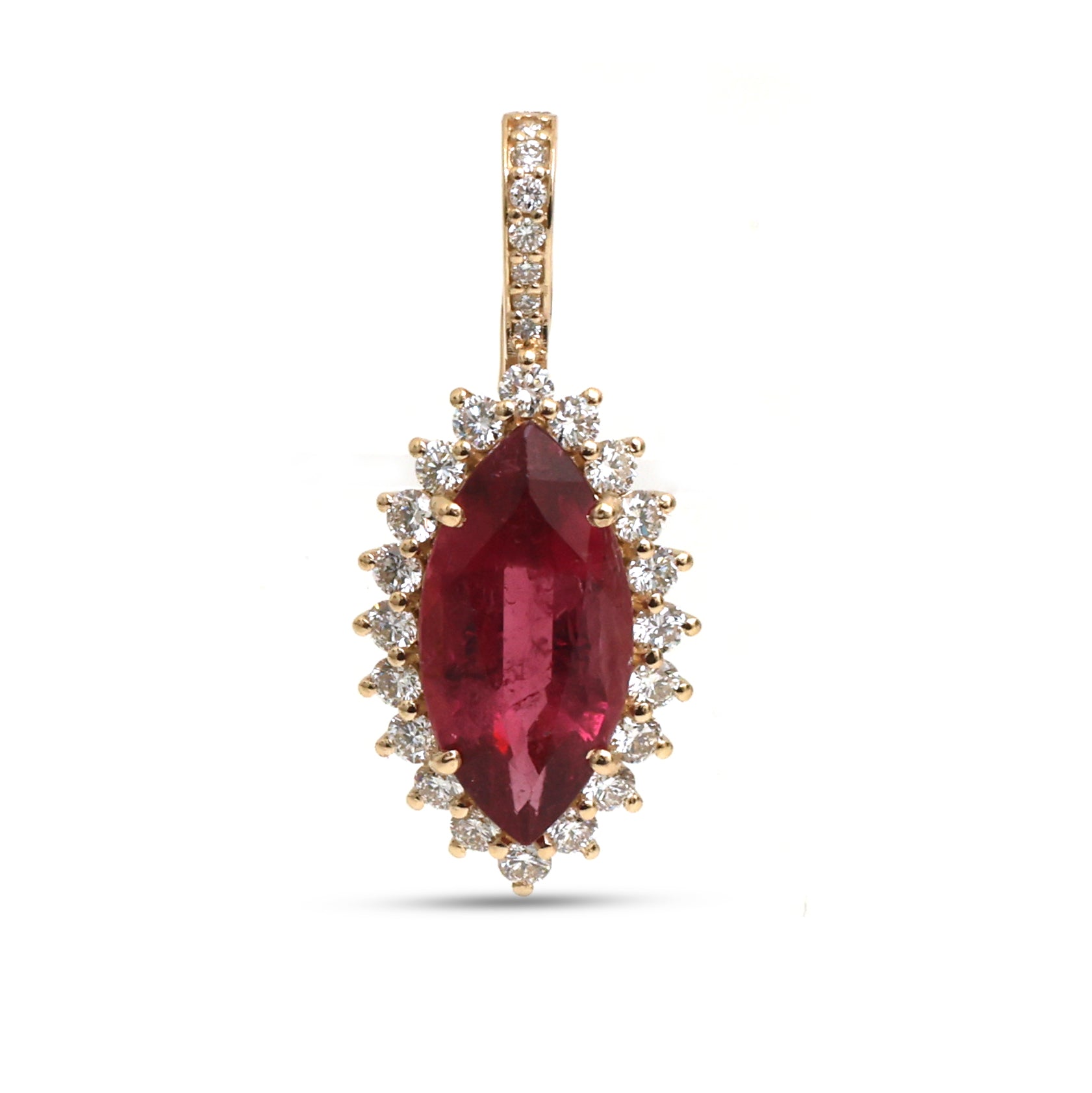 JPPD-1380/13029 Rubillite Diamond Pendant | 14K
